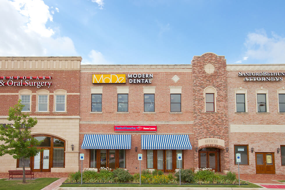 The exterior of the Modern Dental office building